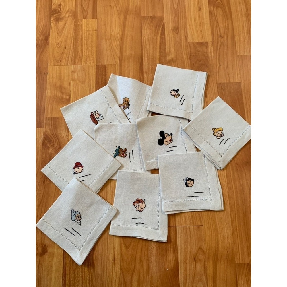 10 Vintage Handmade Napkins
